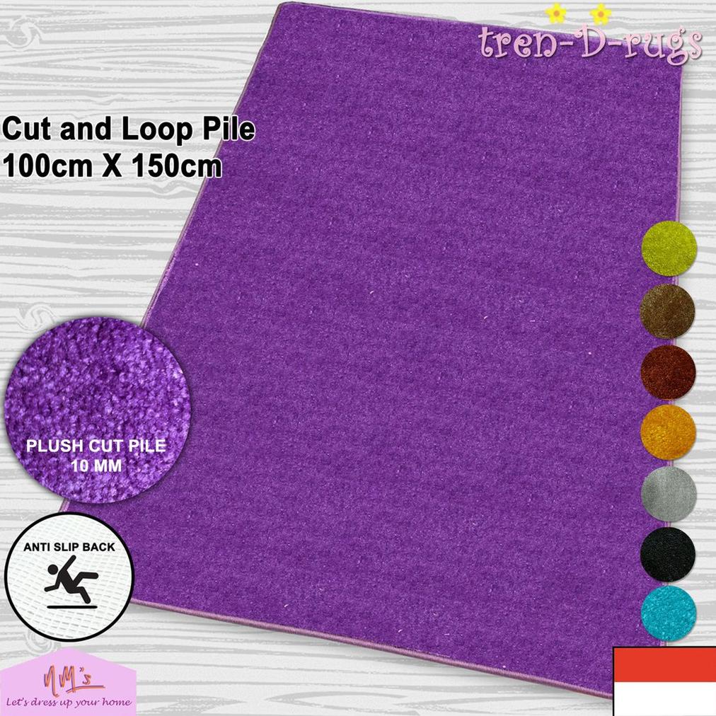 Tren-D-rugs Karpet plush lantai permadani tebal halus polos timbul anti slip 100 cm x 150 cm -NMs