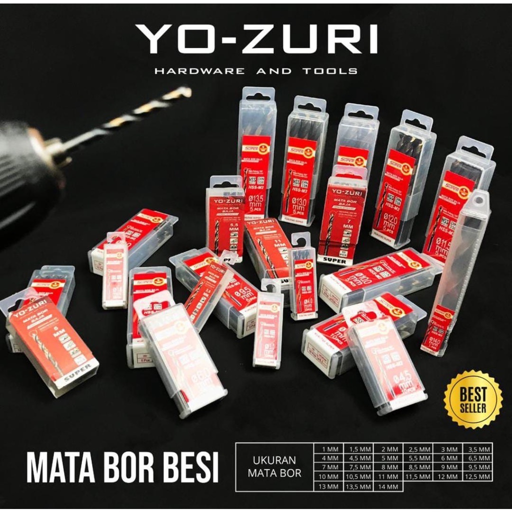 Mata Bor Besi HSS High Speed Steel Asli Mata Bor Baja Kwalitas Super 3mm 3,5mm 4mm 4,5mm 5mm 5,5mm 6