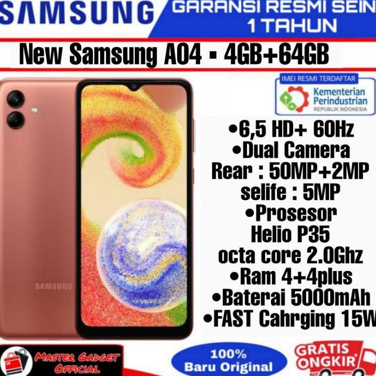 hp samsung A04 ram 4gb rom 64gb garansi resmi 1 tahun