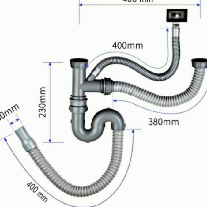 Selang Pembuangan Kitchen Sink Cabang Overflow / Selang Bcp Bolzano