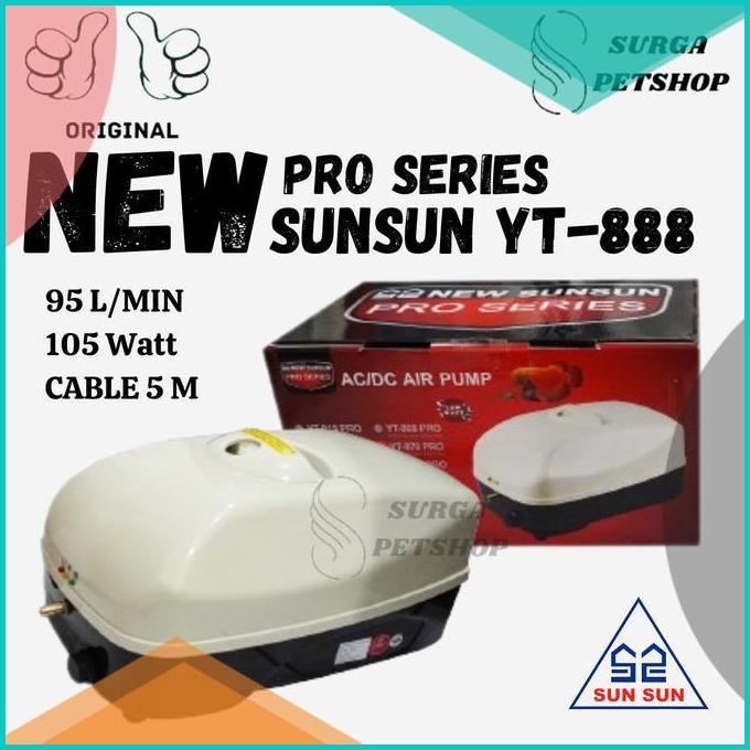 NEW SUNSUN YT 888 PRO POMPA AERATOR AC DC AKUARUM KOLAM IKAN YT888 16n