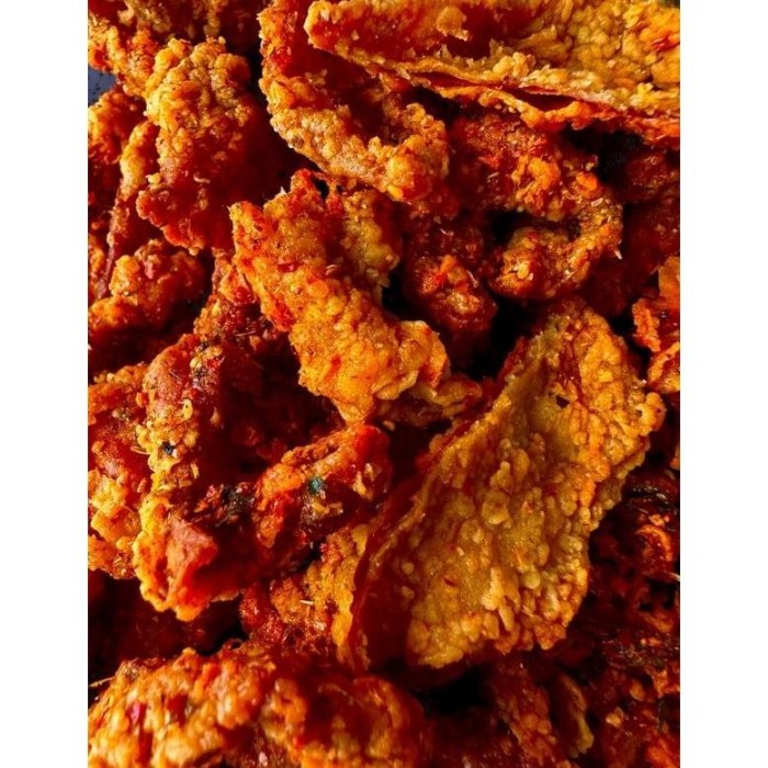 

Keripik - Keripik Kulit Ayam 500Gr Crispy Pedas Jeruk