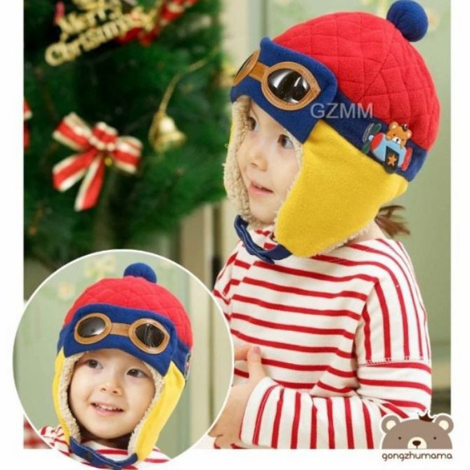 Topi Bayi Pilot Kupluk Anak Pilot Pororo Korea Style Baby Cowo Cewe