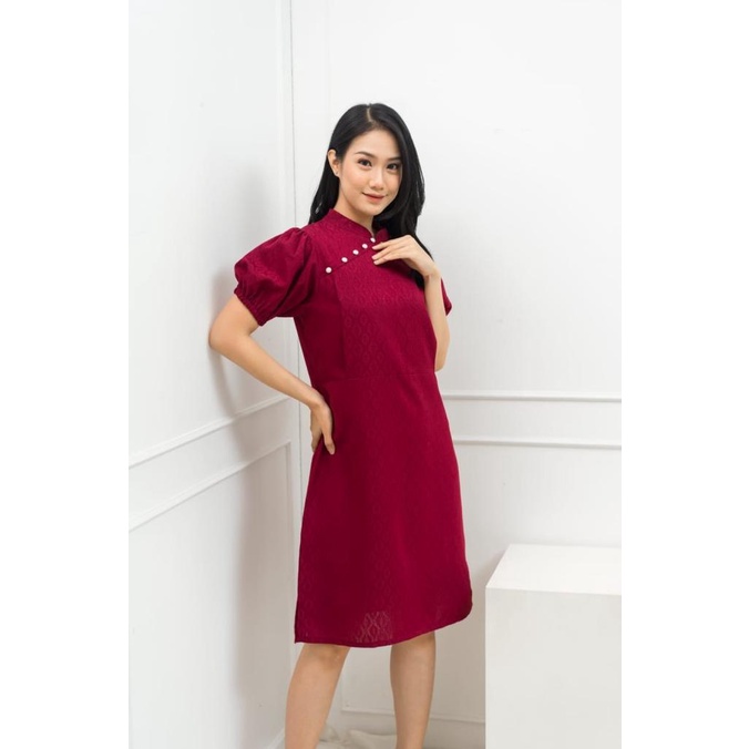 IH5- MATERNEL Baju Imlek busui - Pearl Shanghai Dress - bahan dobby premium TERLARIS
