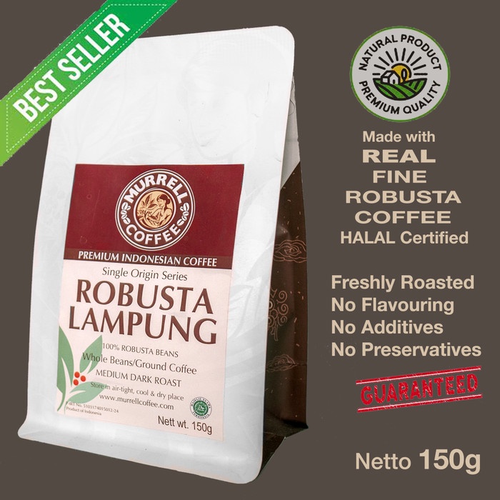 

Robusta Lampung Kopi Fine Robusta Premium Biji Bubuk Murrell Coffee - Medium Dark,Halus
