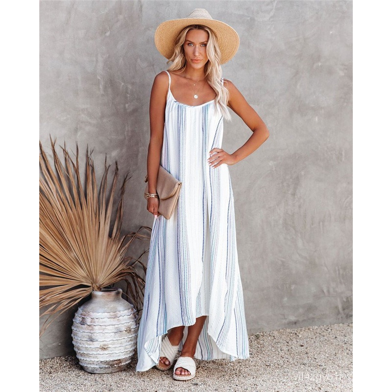 Aliexpress Amazon Europe and America Cross Border Summer New Bohemian Vacation Style Striped Printin