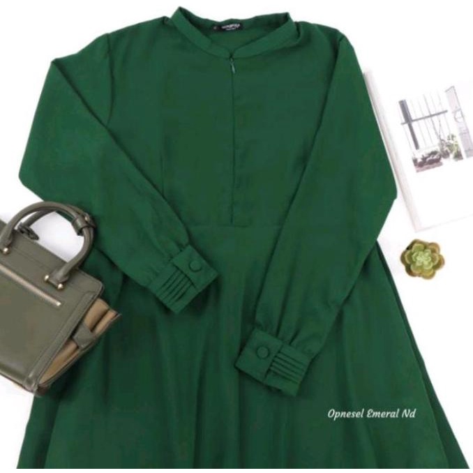 pakaian wanita hijau tua/gamis wanita hijau botol/pakaian wanita jumbo