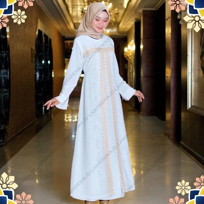 Gamis Putih Wanita Mewah Abaya Putih Turkey Mewah Baju