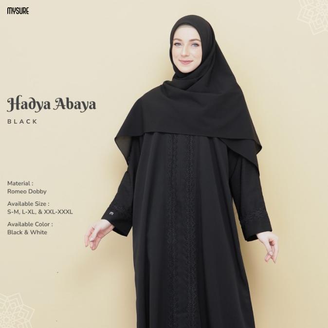 Abaya Gamis Hitam Putih Polos Couple Wanita Muslimah Terbaru HADYA