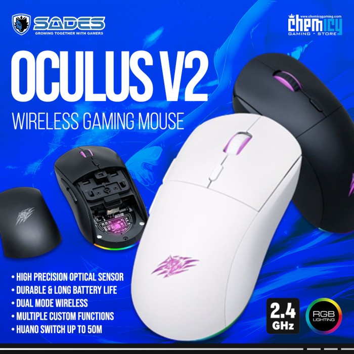 Terbaru Sades Oculus V2 Rgb Wireless Gaming Mouse Promo Terlaris