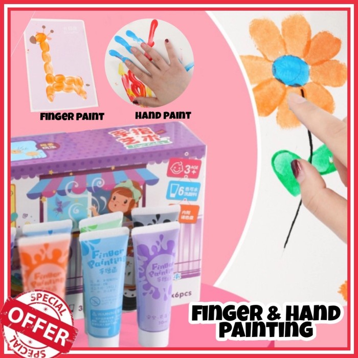 

Finger Hand Painting Kit / Melukis Khusus Anak / Cat Air Tangan Jari
