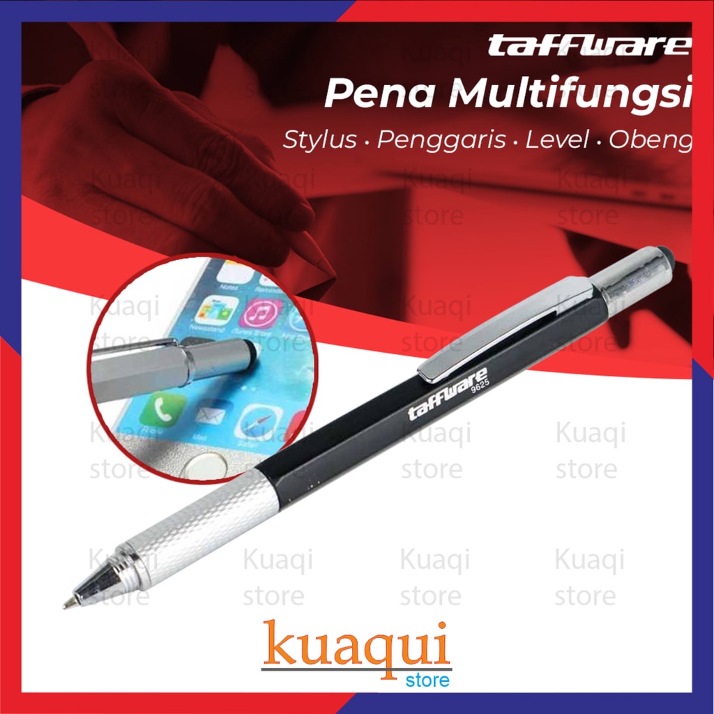 

Pena Multifungsi Plastik Stylus Penggaris Waterpass Obeng Taffware 9625