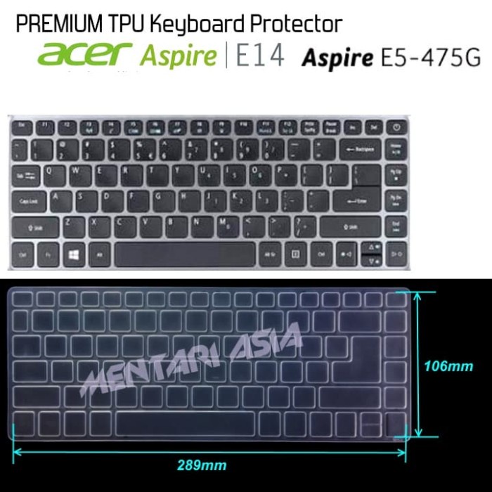 KEYBOARD PROTECTOR ACER ASPIRE E5-475G 476G - PREMIUM TPU CLEAR