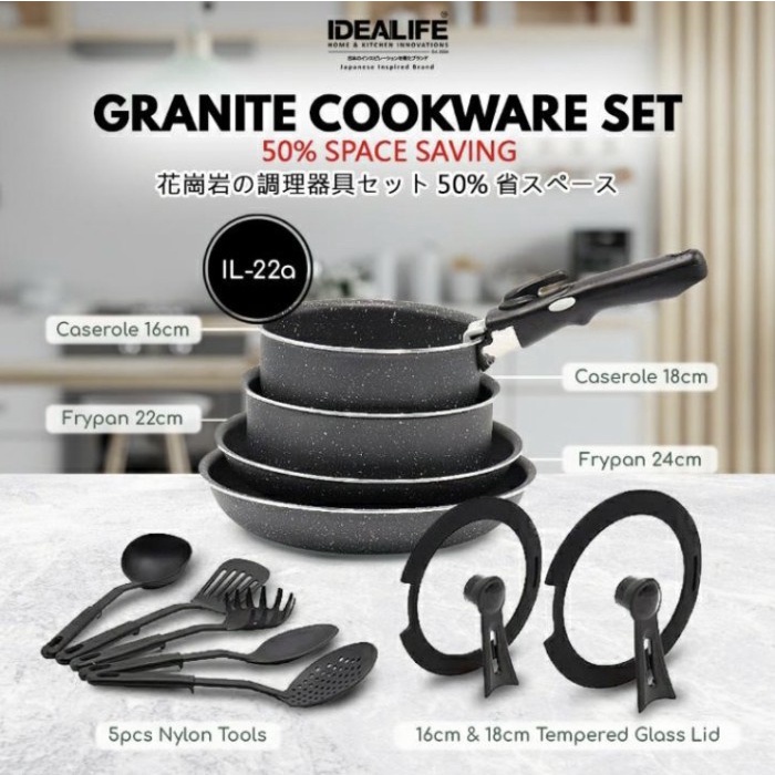 Promo Idealife Panci Set / Granite Cookware Set / Il-22A