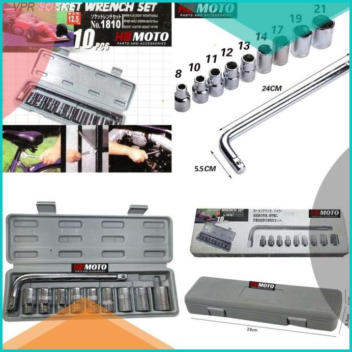 Kunci Sok Set / Socket Wrench Set 10pcs VPR 8 mm- 21mm/TEKIRO 16novz3