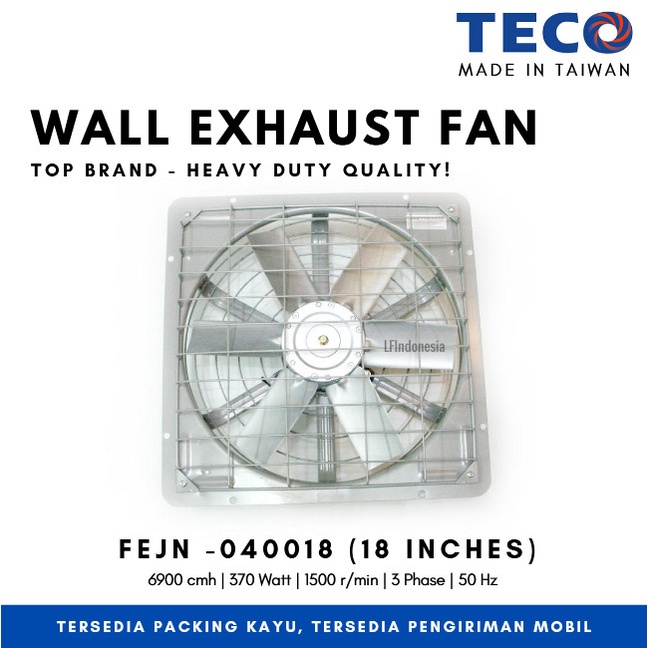 Terbaru Wall Exhaust Fan Teco Taiwan Fejn 040018 (18") 380V Promo Terlaris