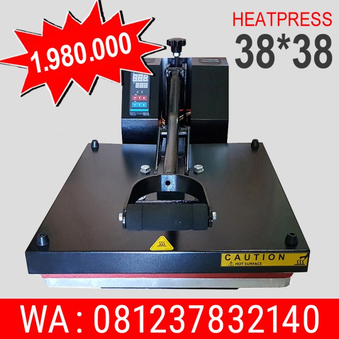 Promo Mesin Hot Press Kaos 38X38 / Alat Heatpress Sablon Baju Bola / Jersey