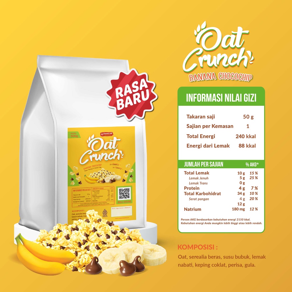 

Granola Oat Crunch Banana Chocochip 500Gr