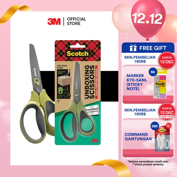 

Promo 3M Scotch Unboxing Scissors 1487Ns / 1 Pc / Green 7 Inch