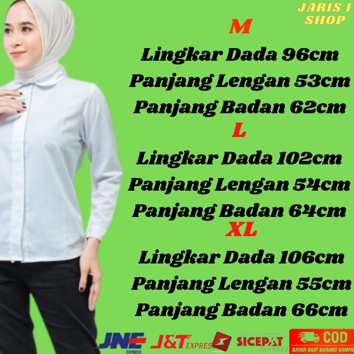 Baju Atasan Cewek Kemeja Putih Wanita Lengan Panjang Kerja Hem Polos