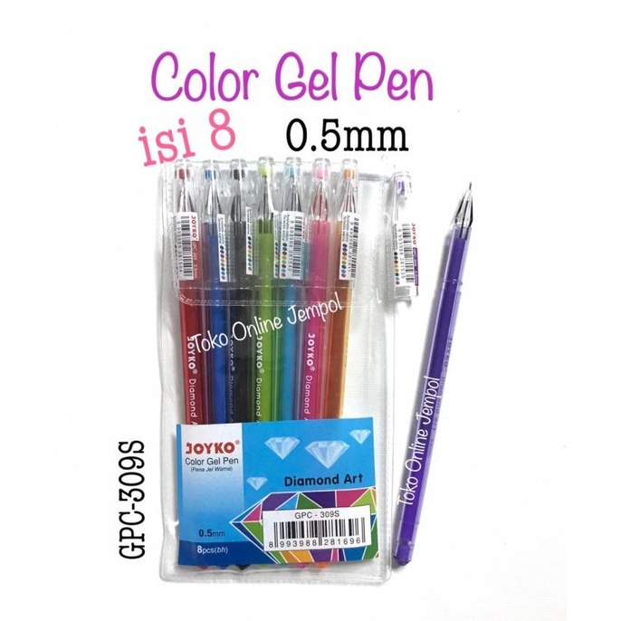 

isi 8 Pulpen Warna 0.5 Color Gel Pen GPC-309S Diamond JOYKO ATK1138JY