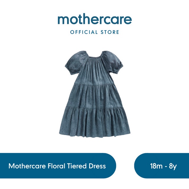 Mothercare Floral Tiered Dress - Dress Anak Perempuan (Biru)