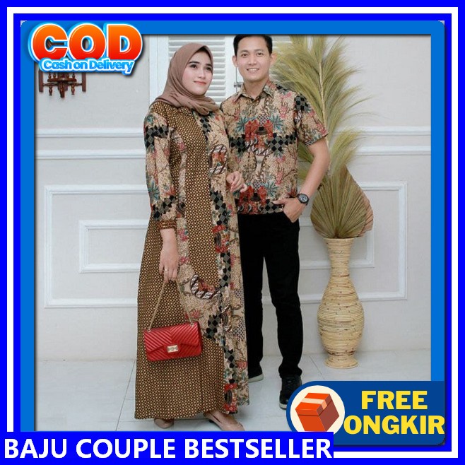 Gamis Couple Suami Istri 2024 Sarimbit Keluarga Ibu Bapak Baju Kapelan Syari Lebaran Elegan Satu Set