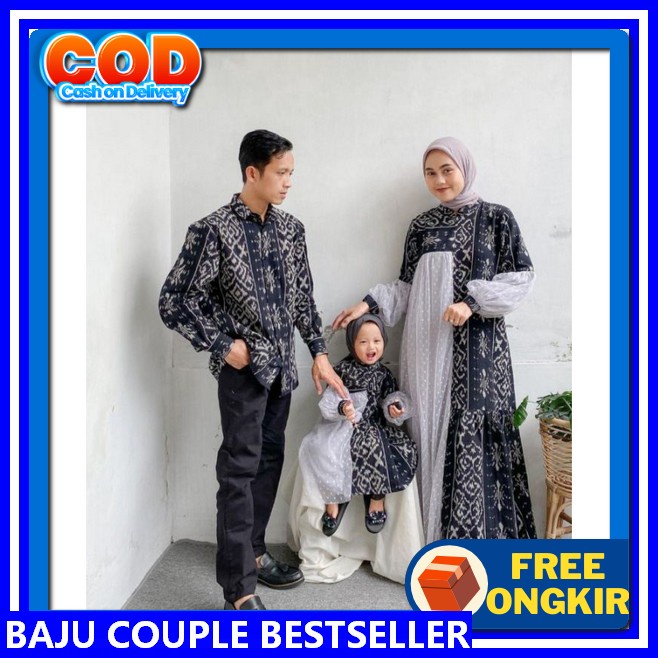 Gamis Couple Suami Istri 2024 Satu Set Gais Lebaran Pasangan Lengan Panjang Simple Murah Sarimbit Te