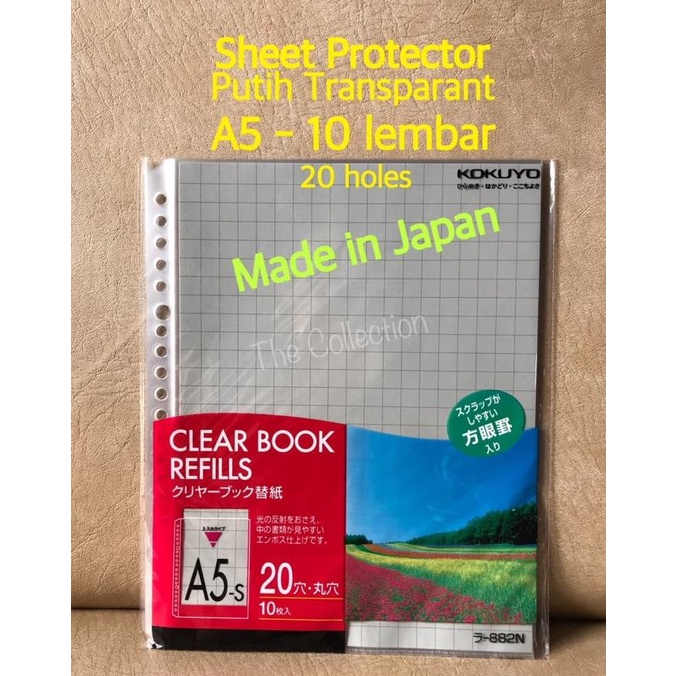 

ATK0544KY A5 20 holes 10 lembar Sheet Protector Plastik Kokuyo 882N