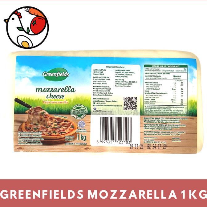

Keju Greenfields Mozzarella Cheese 1 Kg Mozarella Mozarela HM