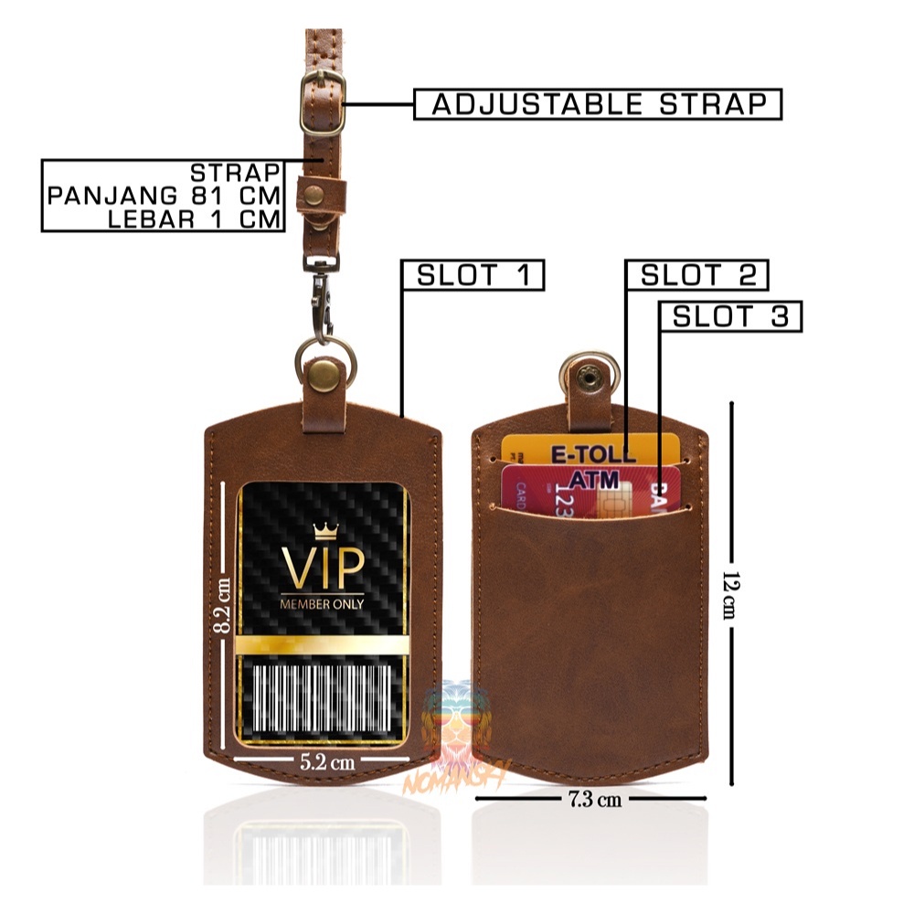 

Card Holder Kulit Id Card Kalung Holder Name Tag Kulit Aksess 3 Slot Kartu