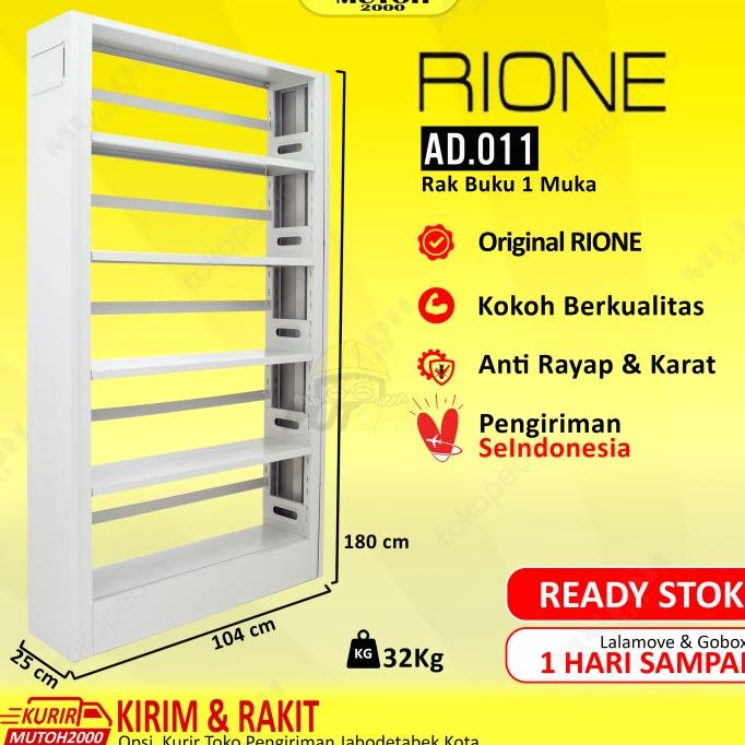 Rione Ad-011 Rak Buku Besi Perpustakaan 1 Muka Pengiriman Cepat