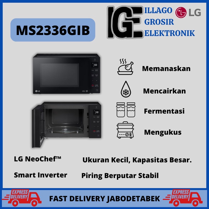 Promo Microwave Lg Ms2336 Gib Smart Inverter Neochef 23 Liter Ms2336Gib