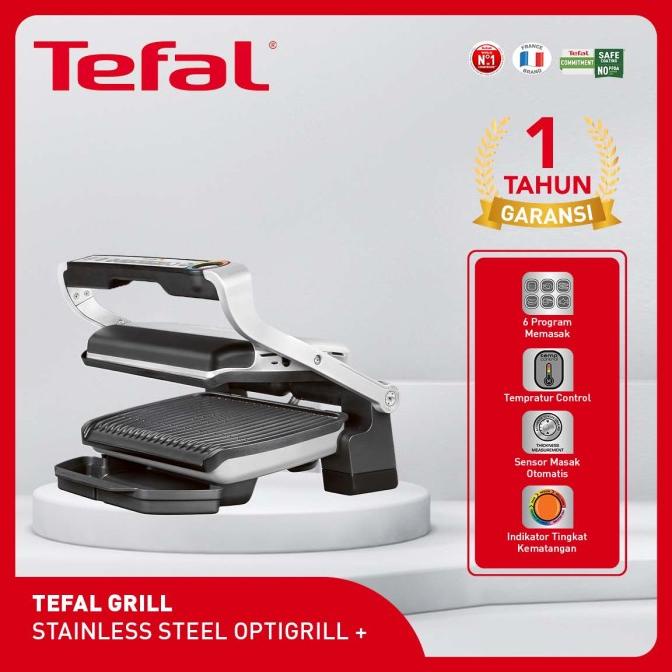 Tefal Stainless Steel OptiGrill +GC713 - Electric Grill Pan Panggangan