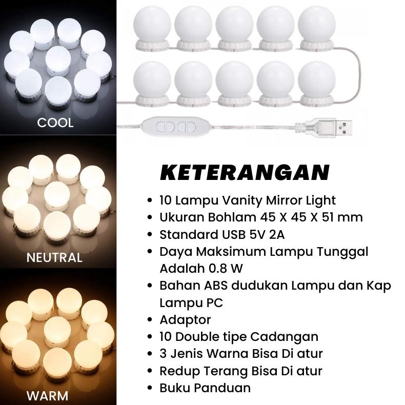 MURAH CERMIN LAMPU VANITY MIRROR AESTHETIC KACA LAMPU MAKE UP CERMIN FULL BODY SATU BADAN STANDING M