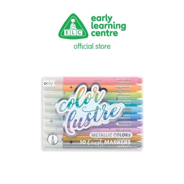 

Ooly Color Lustre Metallic Brush Markers Set Of 10 - Mainan Edukasi