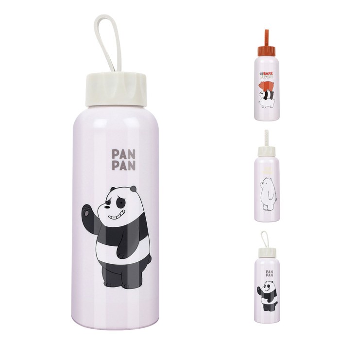 Terbaru Miniso Botol Minum Air Kaca We Bare Bears Karakter Lucu Bottle 300Ml