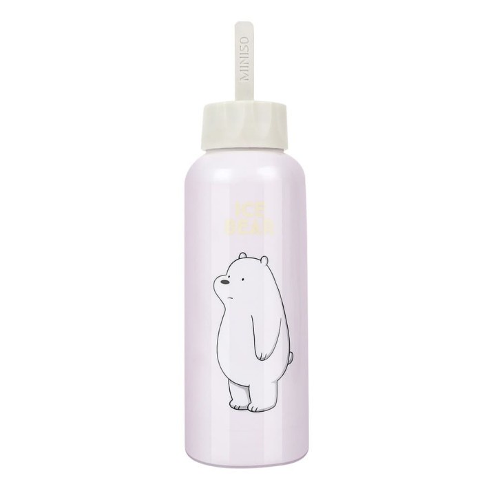 Terbaru Miniso Official Botol Minum We Bare Bears- Glass Water Bottle 300Ml