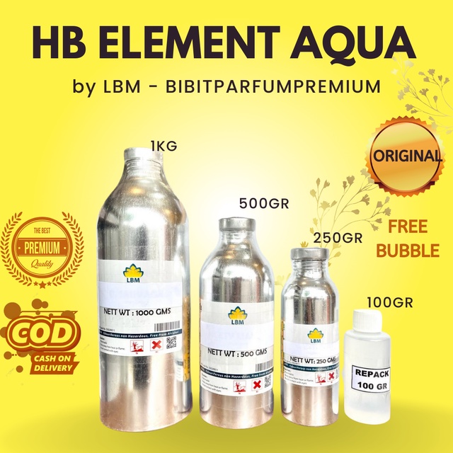 Bibit Parfum HB ELEMENT AQUA 500GR SEGEL by LBM IMPOR ORIGINAL- ORIGINAL PABRIK - RESMI - ALUMUNIUM 