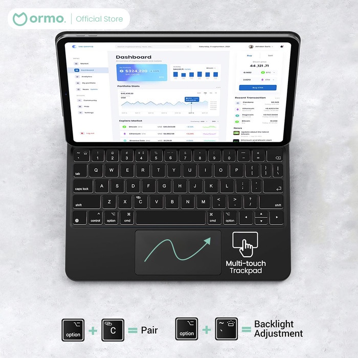 Ormo Magic Keyboard 11" For Ipad 11 Inch Ipad Air 4 5 Ipad Pro M1 M2 Ready