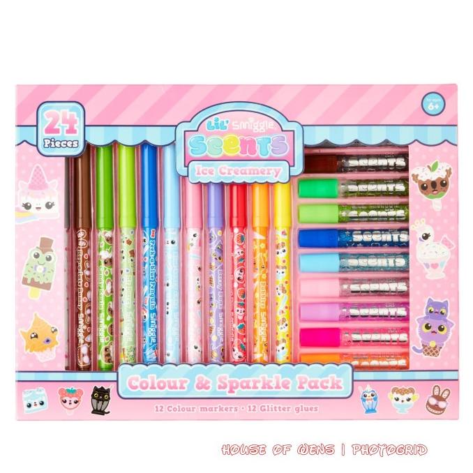 

Smiggle Lil Scent Ice Creamery Sparkle Marker Pack Original Stok Terbatas