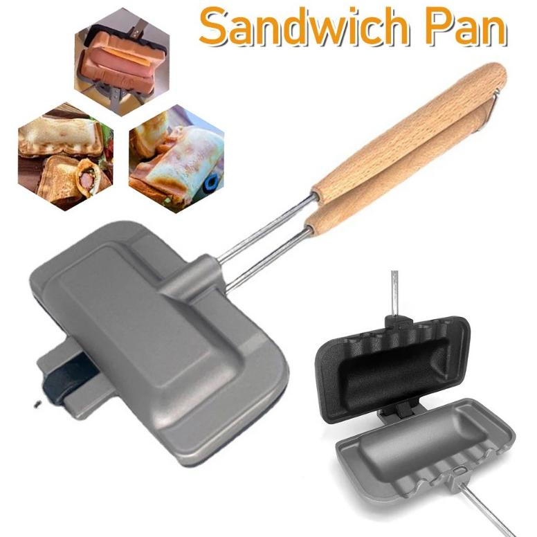 Wajan Sandwich Dua Sisi Wajan Panggangan Lipat Anti Lengket Wajan Untuk Roti Bakar Roti Panggang Mes