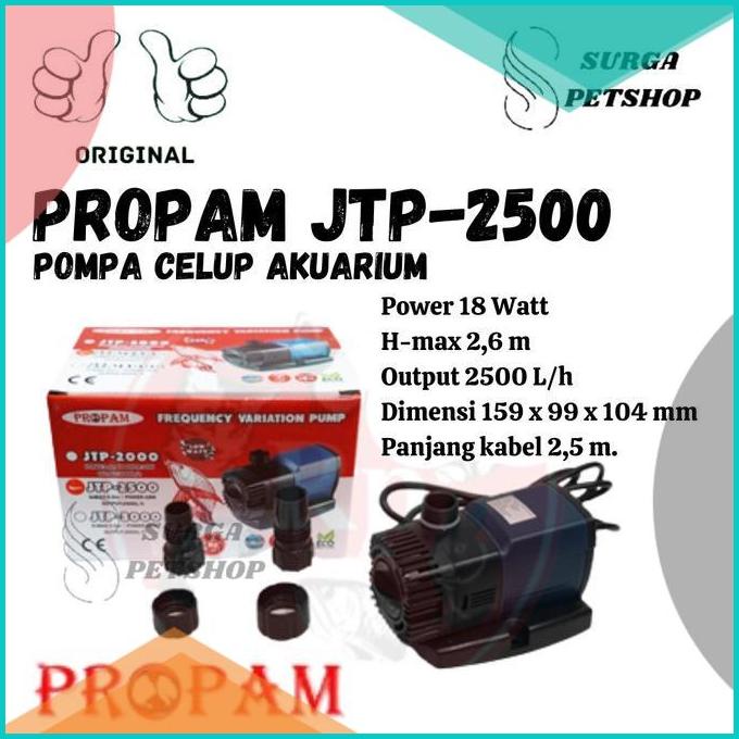 PROPAM JTP 2500 POMPA AIR CELUP SUNSUN AKUARIUM KOLAM IKAN JTP2500 16n