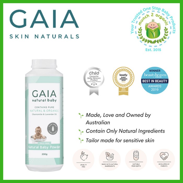 ✅New Gaia Natural Talc Free Baby Powder 200G Terbaru