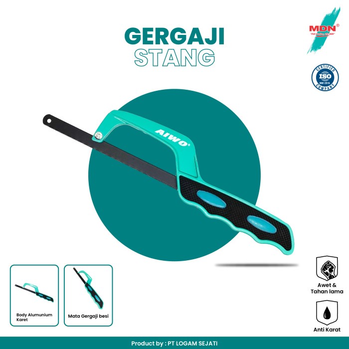 ```````] AIWO TOOLS Handle / Gagang Gergaji Body Aluminium Karet + Mata Gergaji