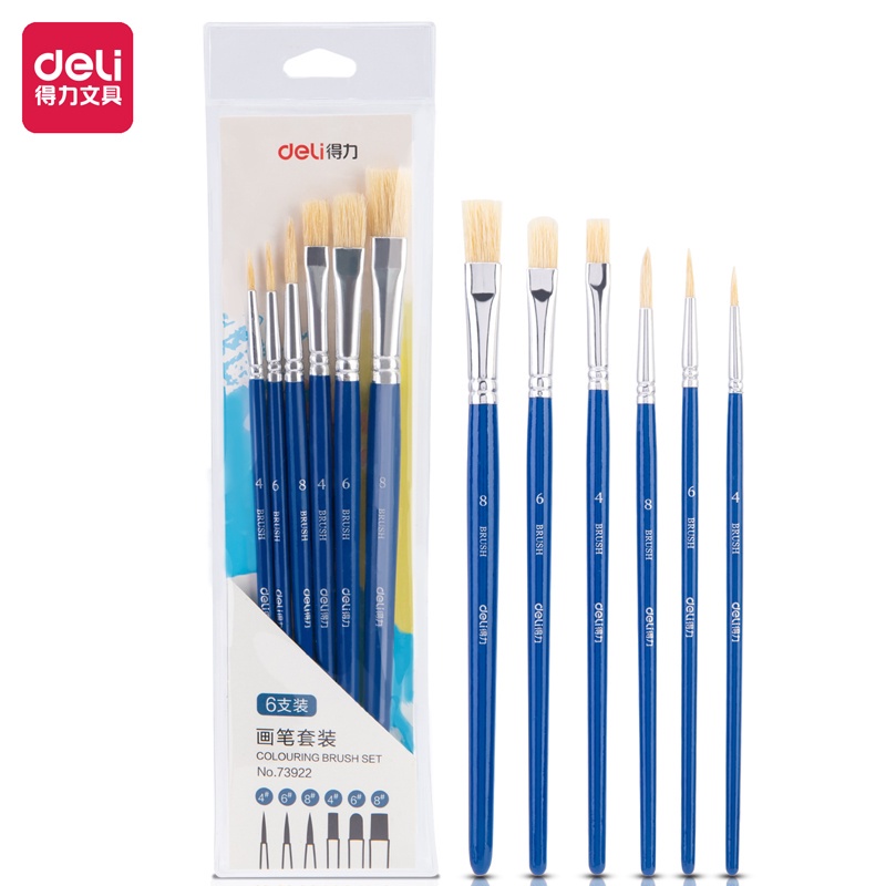 

Deli Paint Brush / Kuas Lukis / Kuas Cat Air Isi 6Pcs 73922 73923