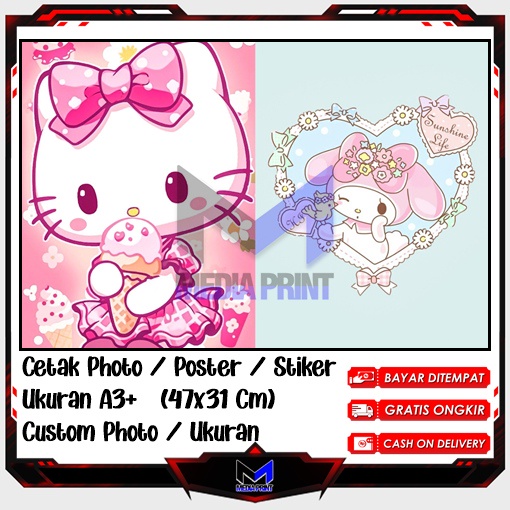 

Cetak Photo Poster Stiker Hello Kitu My Melody Kuromi Kucing lucu Helo Kity Hiasan dinding kartun anime Artpaper anak belajar Custom Ukuran A3+ A4 A5 A6 Edisi-29