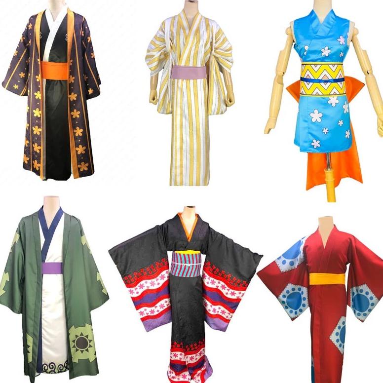 PROMO LARIS Haori Baju Cosplay Kimono Jubah Anime One Piece Luffy Zoro Law Sanji Nami Wano Arc mrh