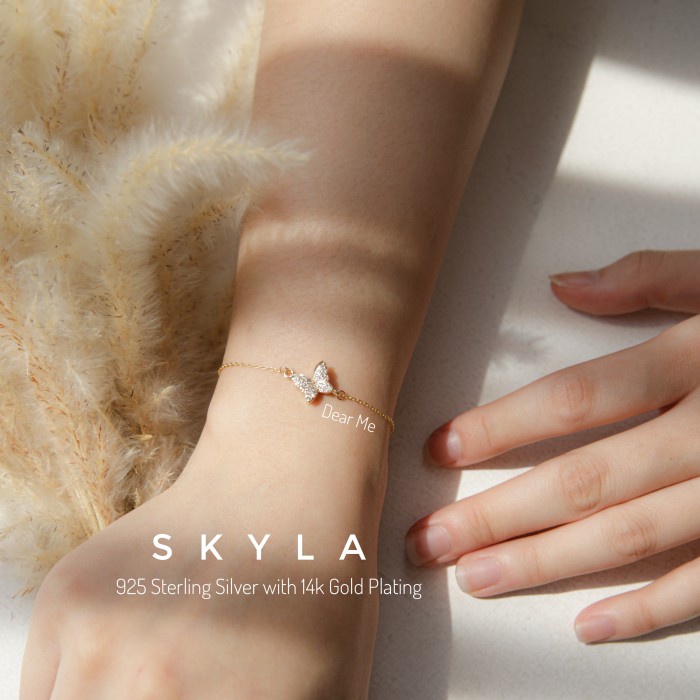 [Baru] Dear Me - Skyla Bracelet Sterling Silver  14K Gold Plating Gelang Terbatas