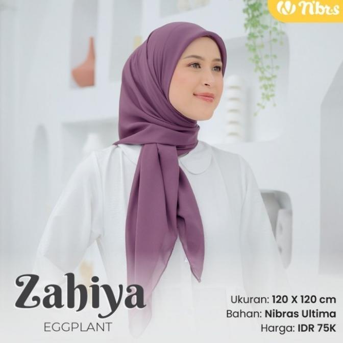 Ready Nibras Hijab Zahiya Warna Ungu Tua Eggplant Jilbab Segiempat Pastel terlaris